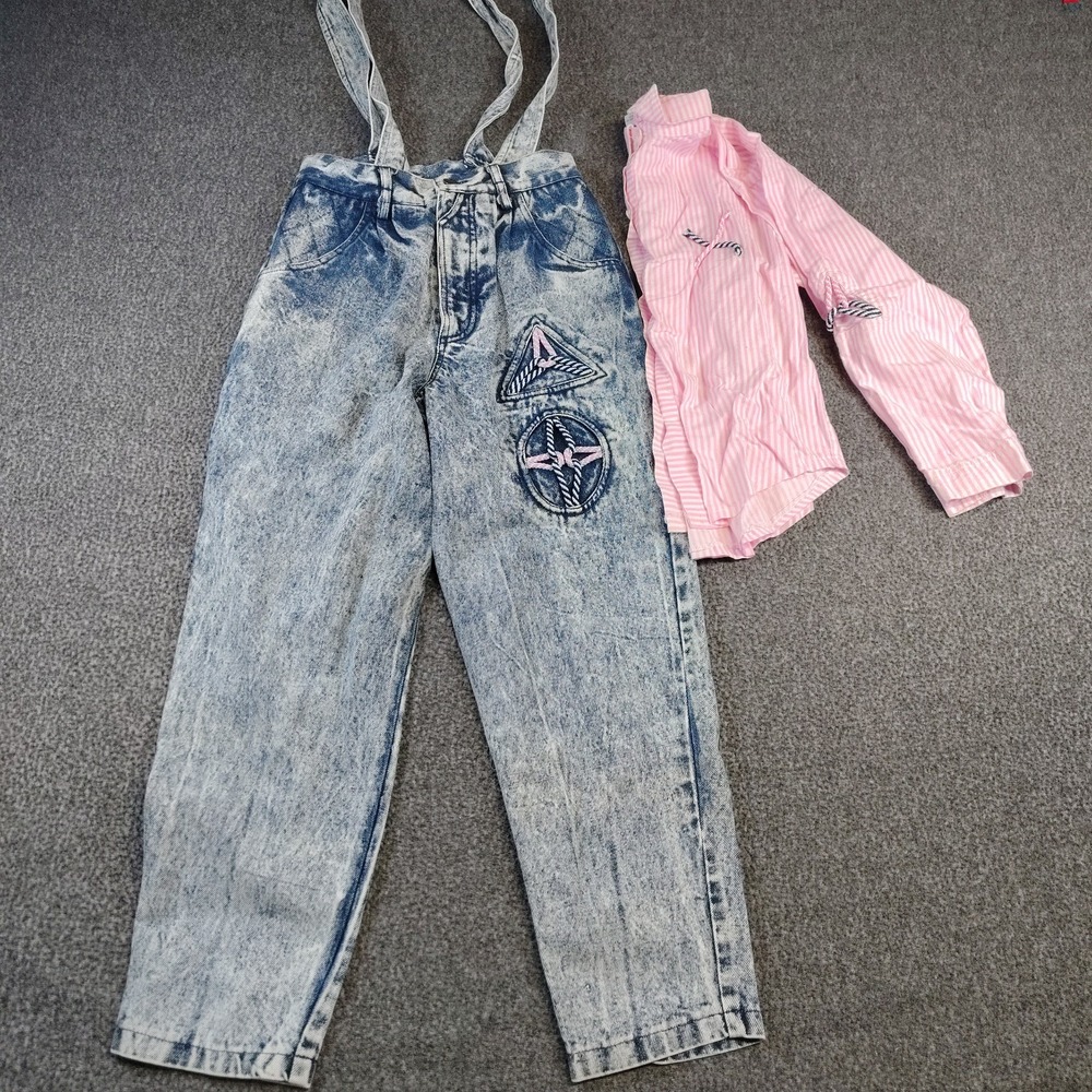Vintage girls size 12 acid wash high waisted outfit set